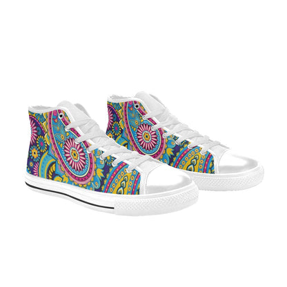 Bright Paisley - Women's High Top Canvas Shoes