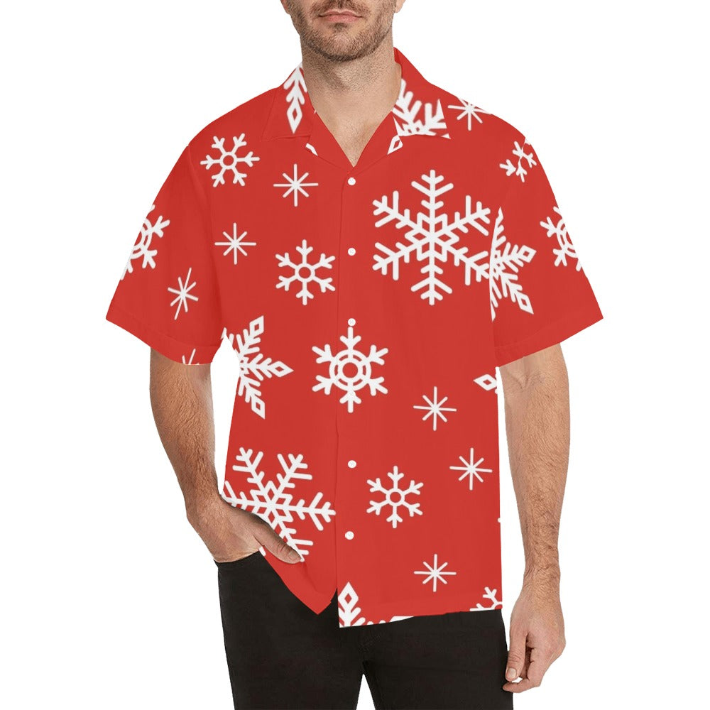 Red Snowflakes, Christmas - Hawaiian Shirt