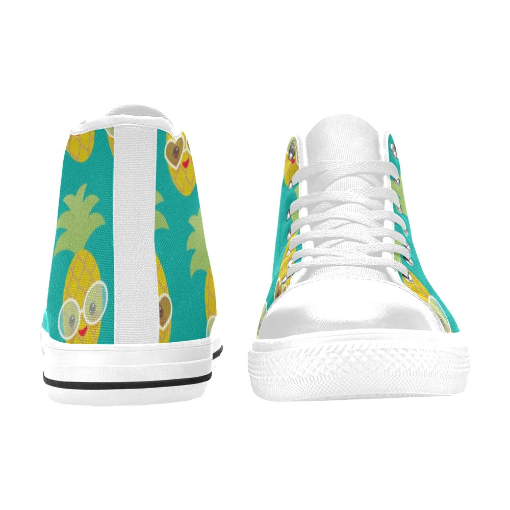 Pineapples With Glasses - Women's High Top Canvas Shoes