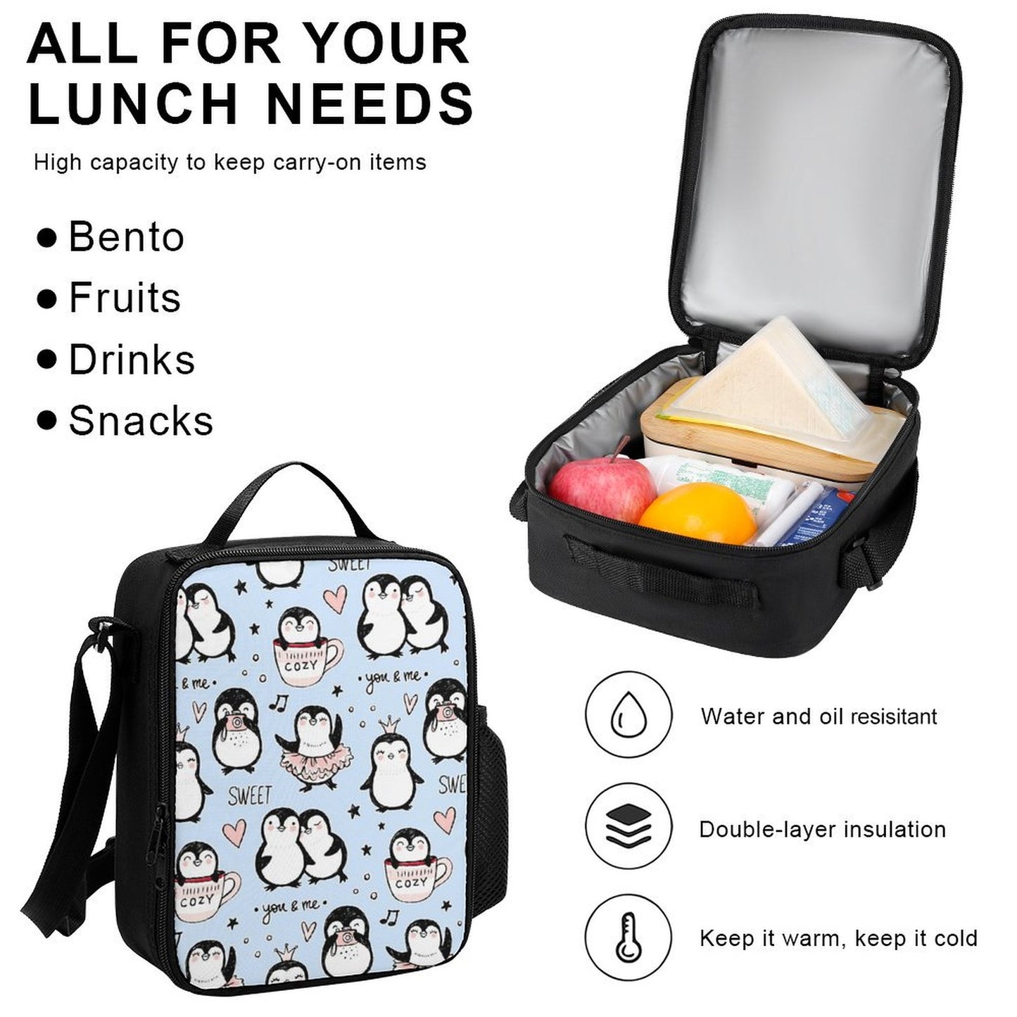 Penguin Love - School Backpack Three Piece Set