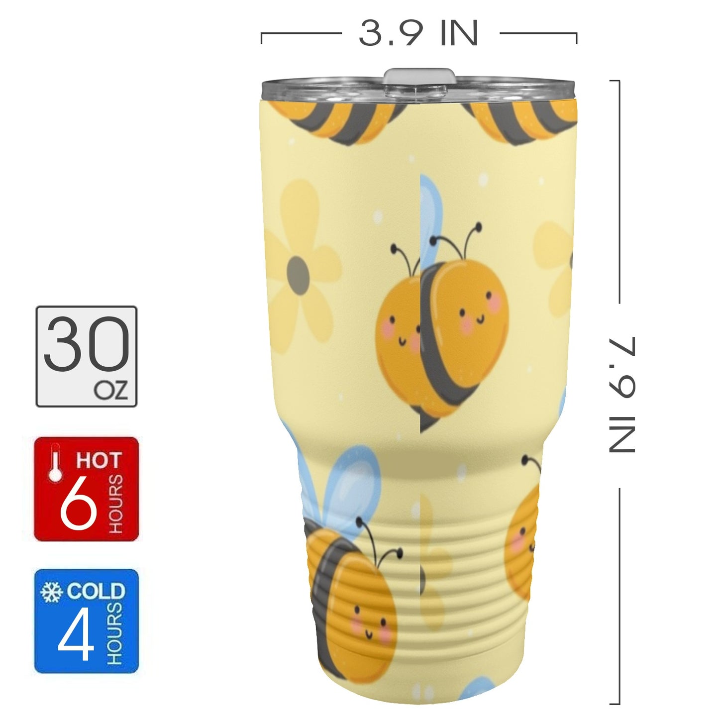 Bright Bees - 30oz Insulated Stainless Steel Mobile Tumbler