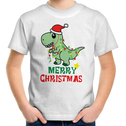 Dinosaur Santa, Merry Christmas - Kids Youth T-Shirt