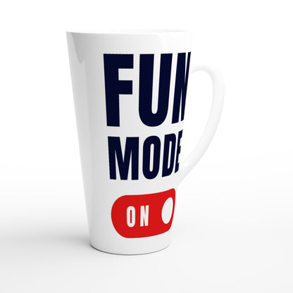 Fun Mode On - White Latte 17oz Ceramic Mug Latte Mug Funny Globally Fulfilled