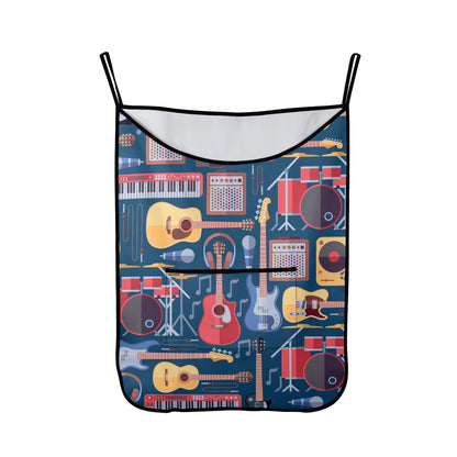 Music Instruments Blue - Hanging Laundry Bag