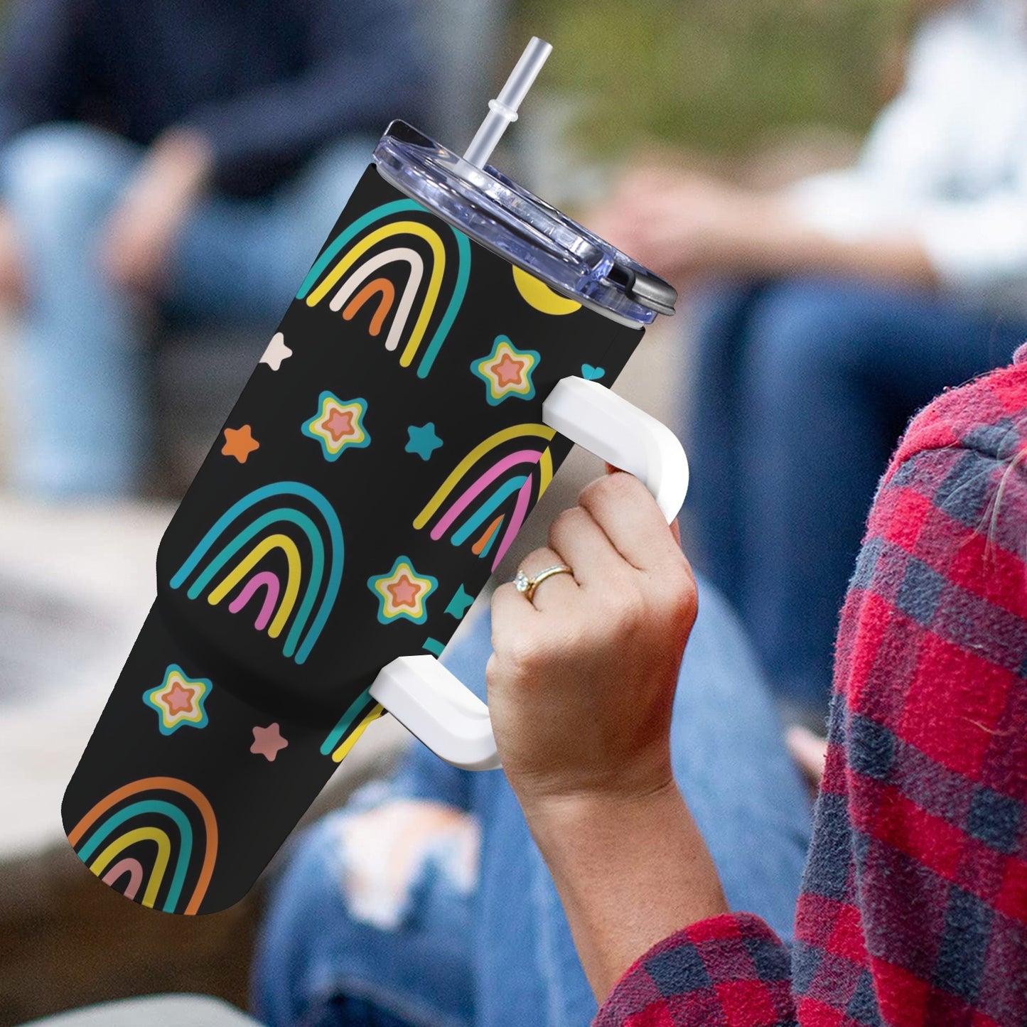 Rainbows - 40oz Tumbler with White Handle