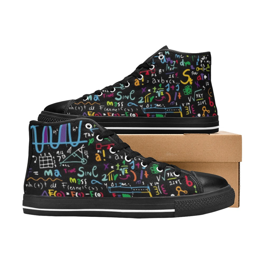 Math Scribbles - Men's High Top Canvas Shoes