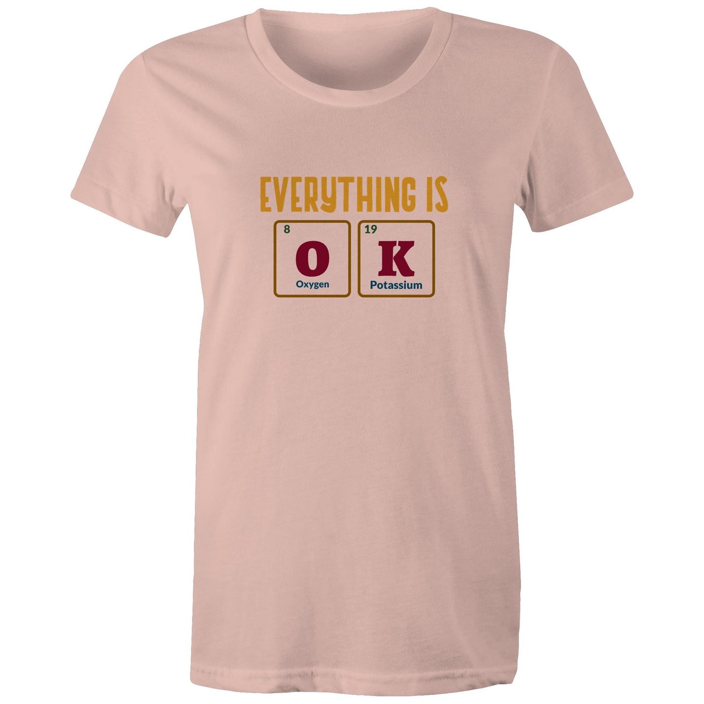 Everything Is OK, Periodic Table Of Elements - Womens T-shirt Pale Pink Womens T-shirt Science