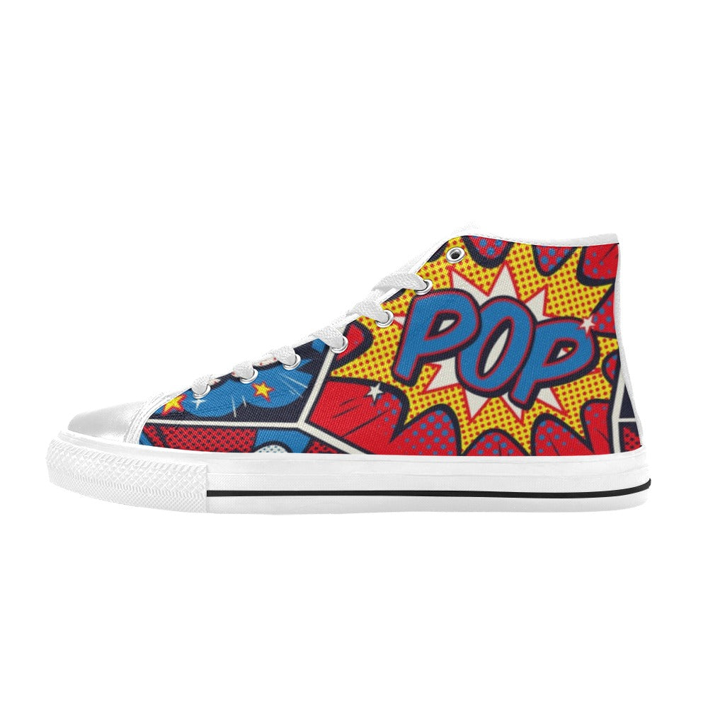 Comic Book - Kids High Top Canvas Shoes