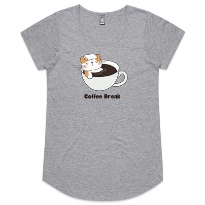 Cat Coffee Break - Womens Scoop Neck T-Shirt