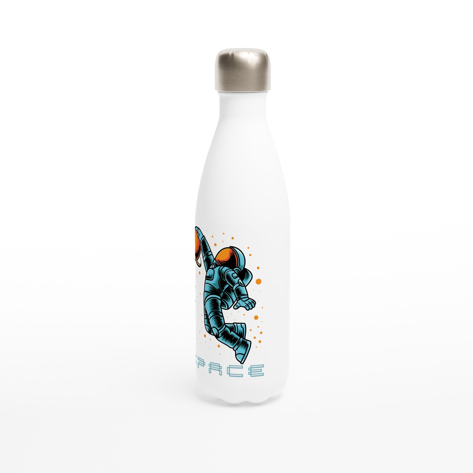 Astronaut Basketball - White 17oz Stainless Steel Water Bottle White Water Bottle Globally Fulfilled Space