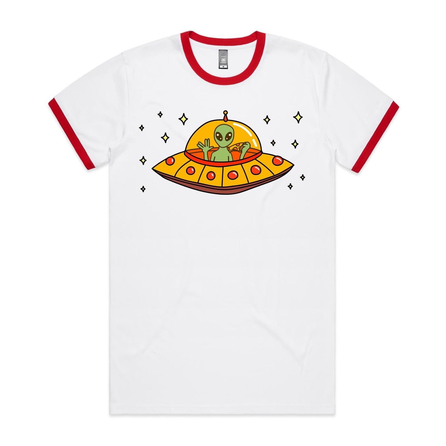 Alien Pizza, UFO - Staple Ringer Tee