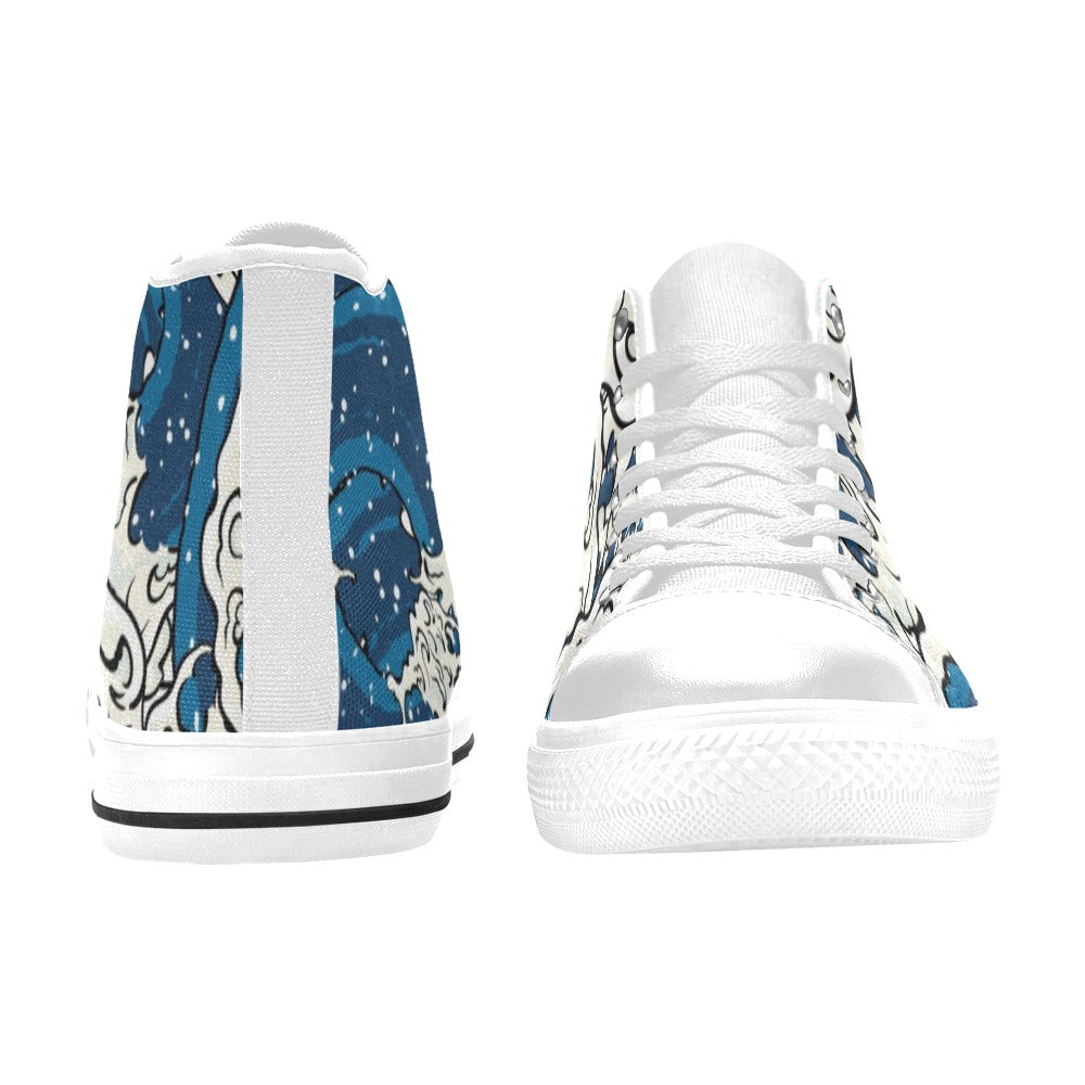 Waves - Women's High Top Canvas Shoes