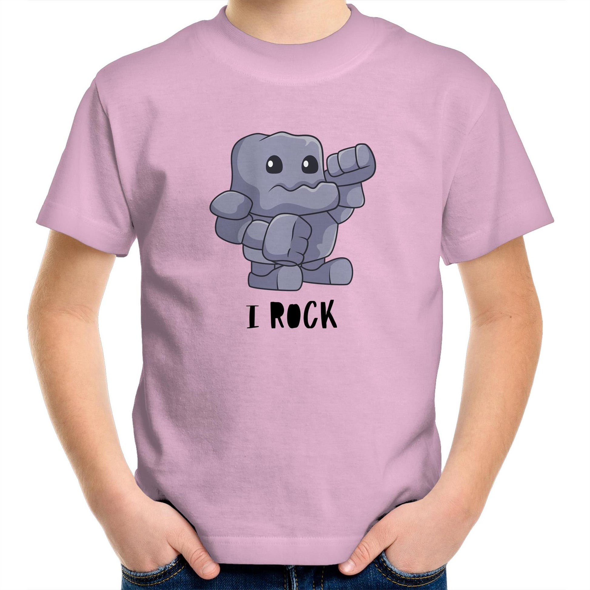 I Rock - Kids Youth T-Shirt Pink Kids Youth T-shirt Music