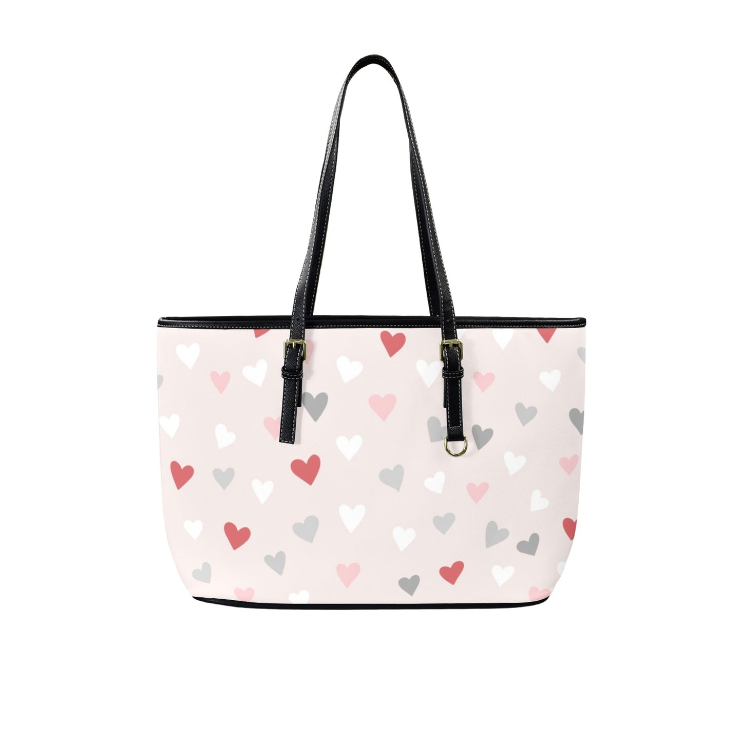 Pretty Hearts - Leather Tote Bag-Large