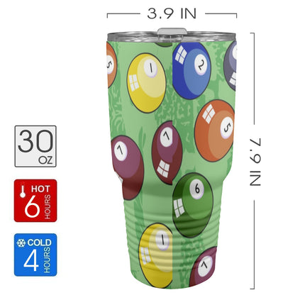 Pool Balls - 30oz Insulated Stainless Steel Mobile Tumbler