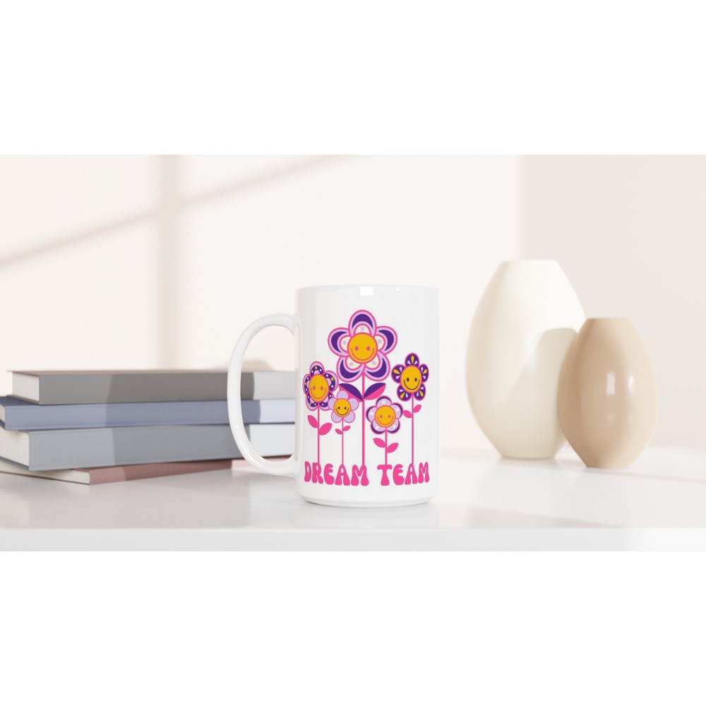 Dream Team - White 15oz Ceramic Mug 15 oz Mug Globally Fulfilled retro