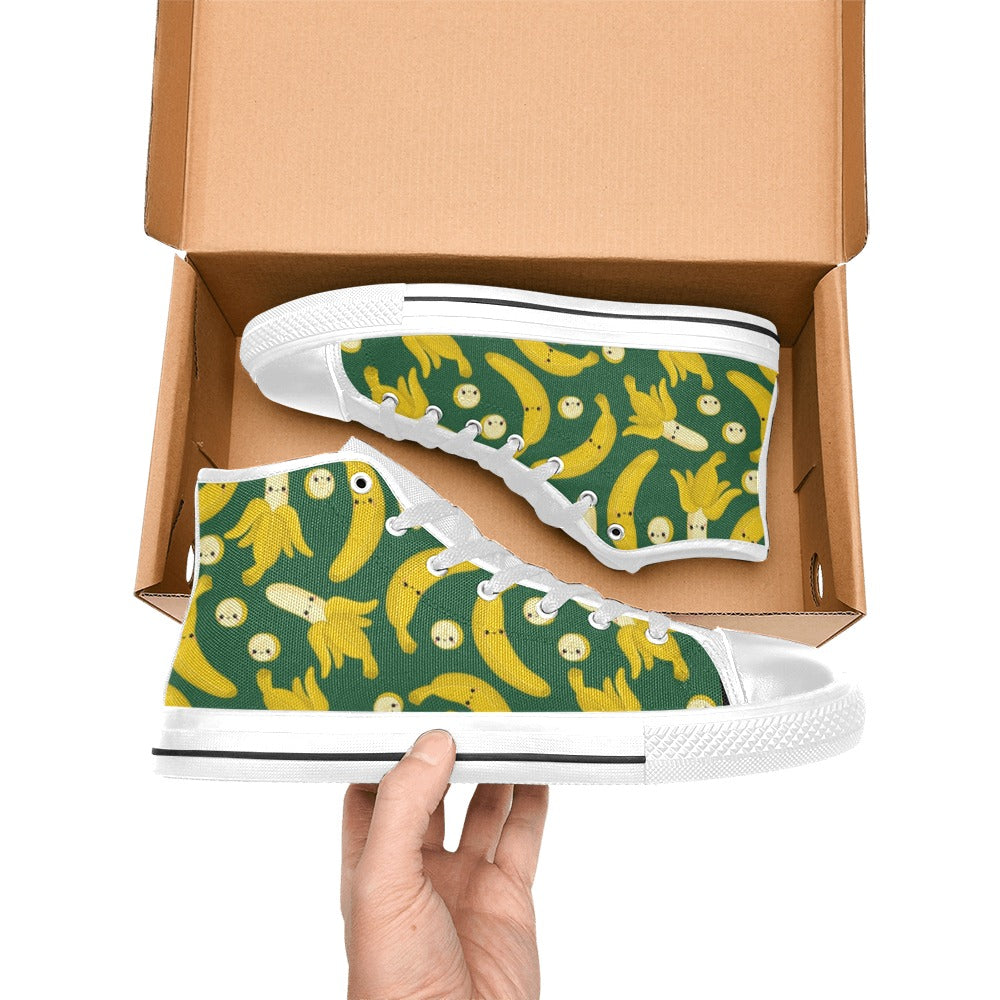 Happy Bananas - Men's High Top Canvas Shoes