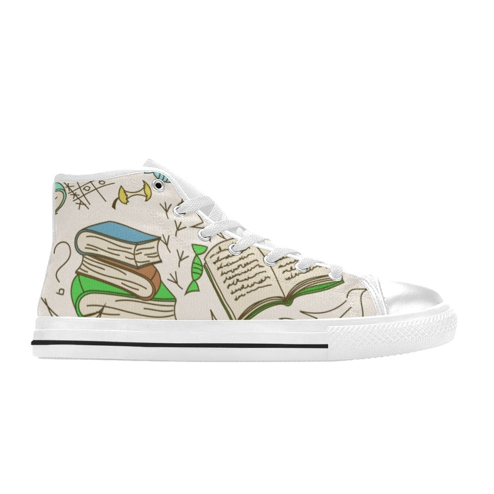 Book Time - Women's High Top Canvas Shoes