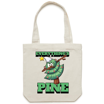Everything's Pine - Canvas Tote Bag Cream One Size Christmas Tote Bag Merry Christmas