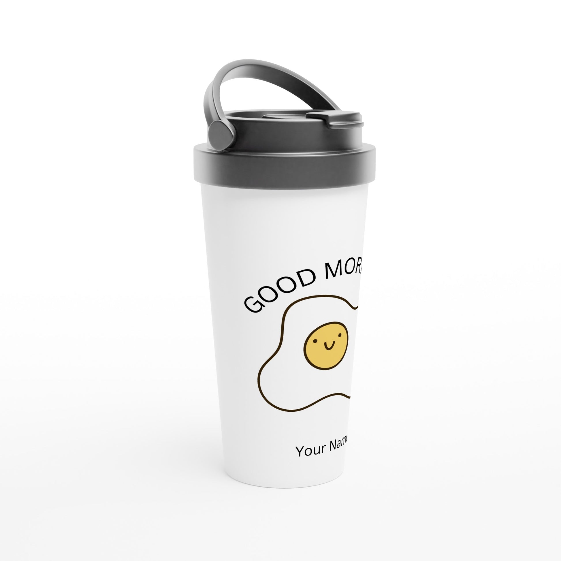 Personalised - Egg, Good Morning - White 15oz Stainless Steel Travel Mug Personalised Travel Mug funny