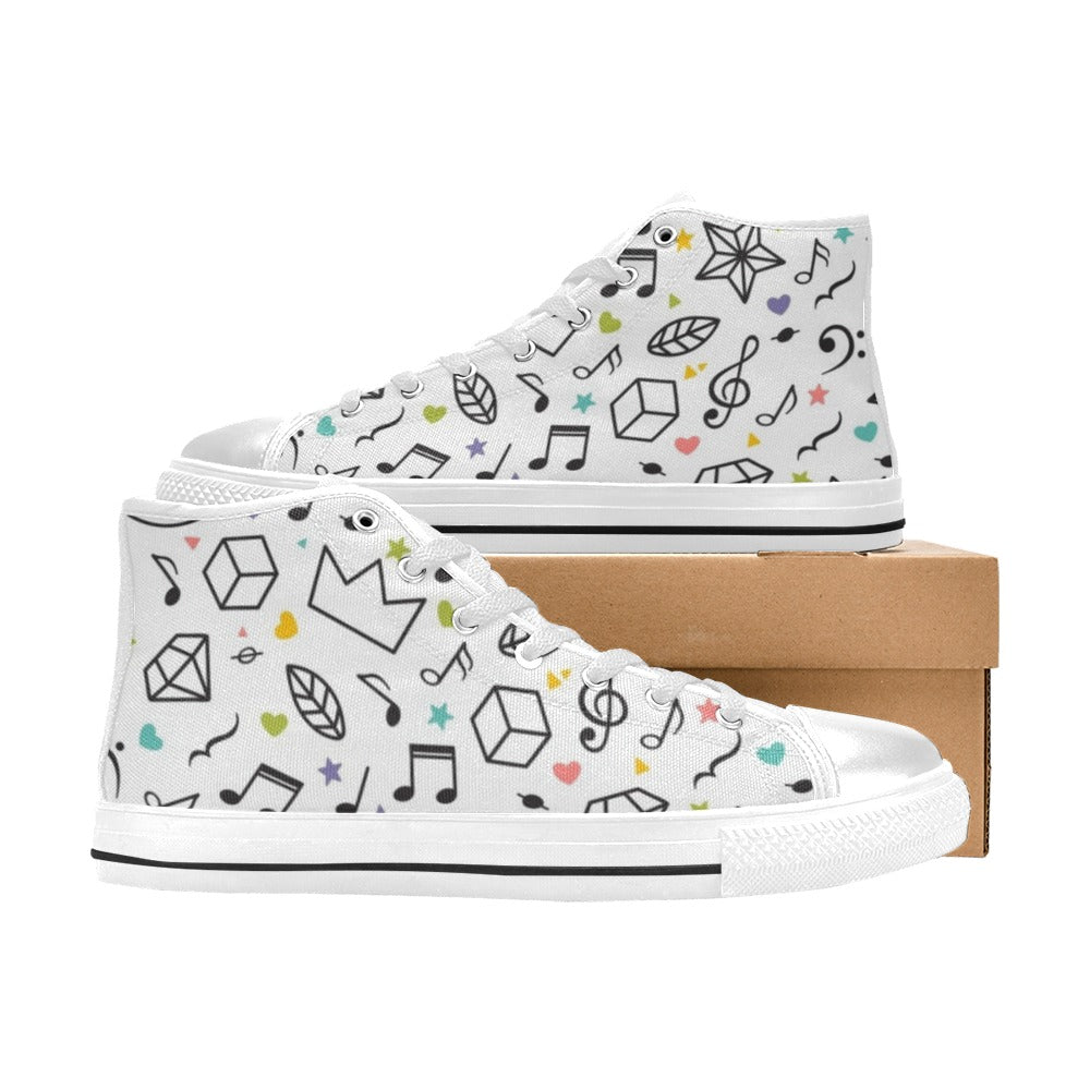 Music Time - Women's High Top Canvas Shoes