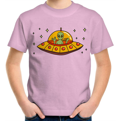 Alien Pizza - Kids Youth T-Shirt Pink Kids Youth T-shirt Sci Fi