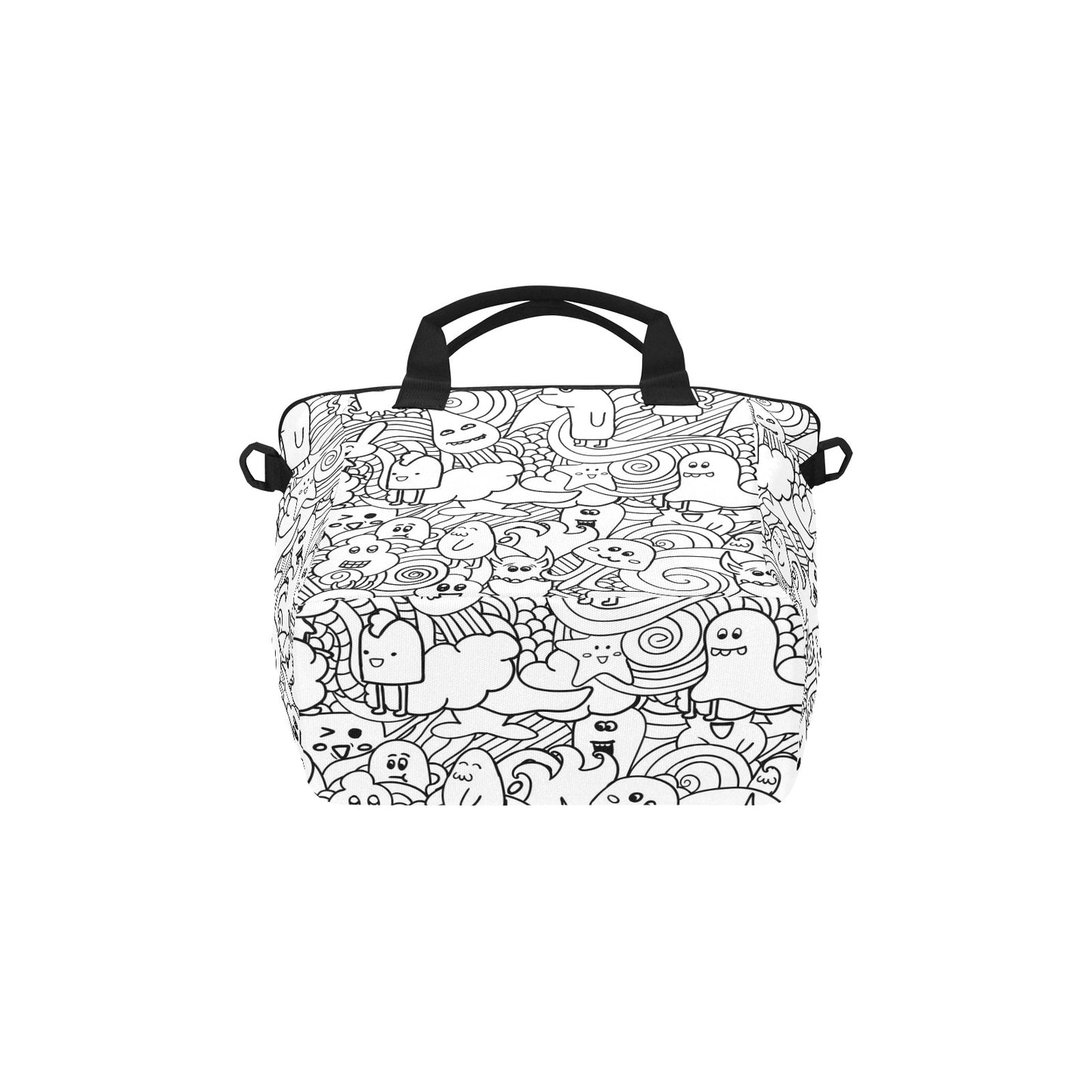 Black And White Creatures - Tote Bag with Shoulder Strap Nylon Tote Bag Halloween Printed Offshore Sci Fi