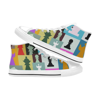 Colourful Chess - Women's High Top Canvas Shoes