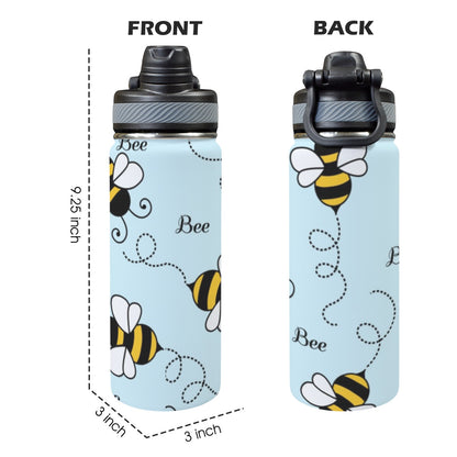 Cute Cartoon Bee - Insulated Water Bottle with Dual-Use Lid (18oz) Insulated Water Bottle with Dual-Use Lid (18oz) animal Printed Offshore