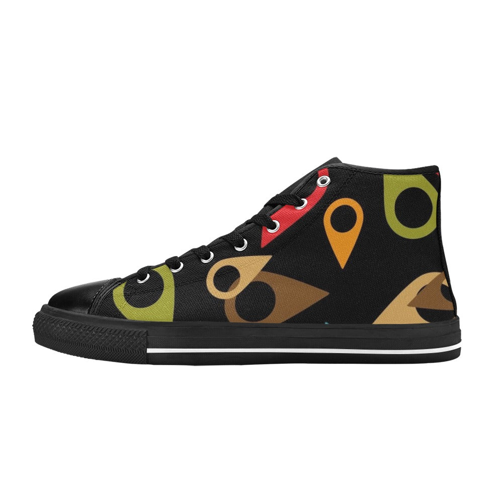 Where Am I - Men's High Top Canvas Shoes