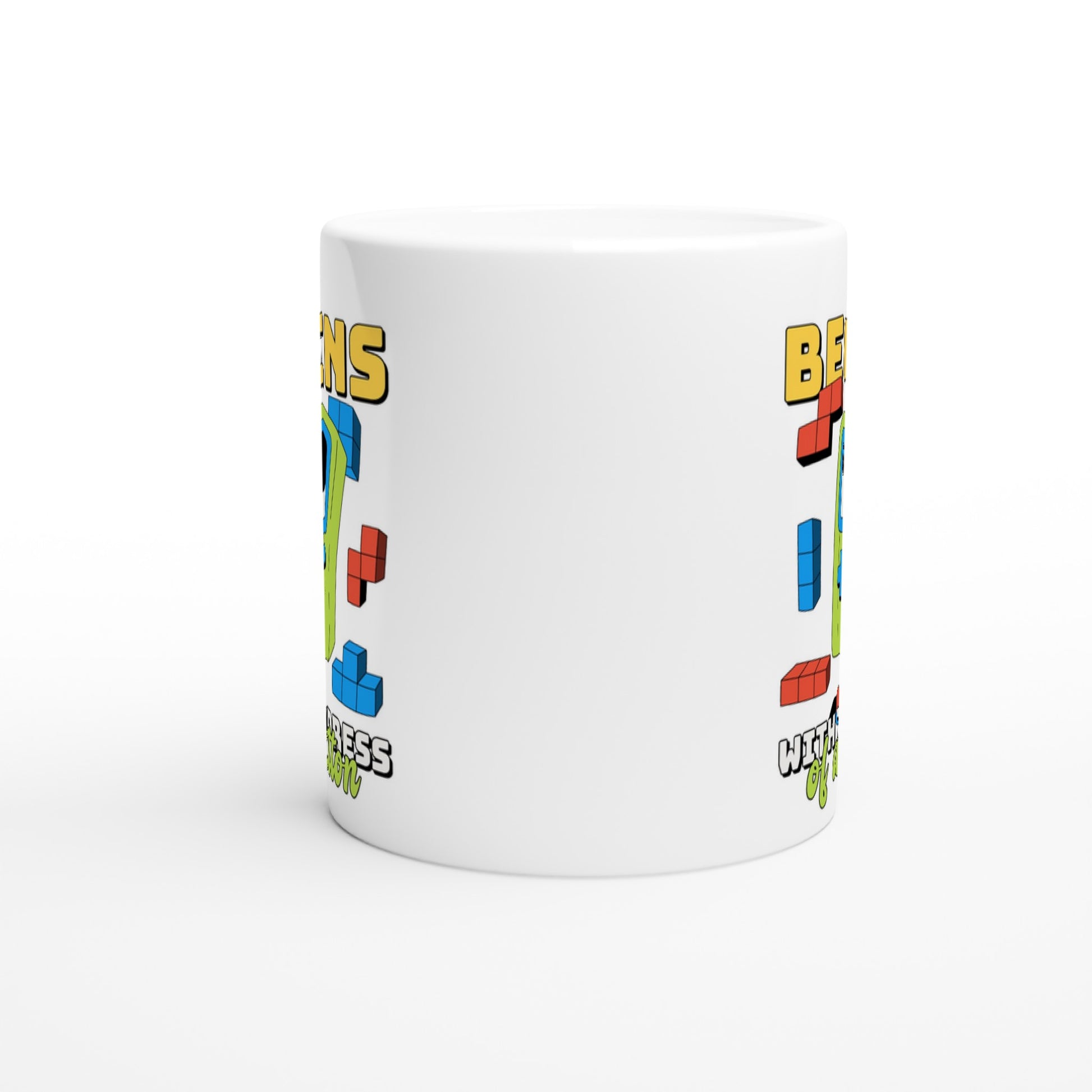 Fun Begins With The Press Of A Button - White 11oz Ceramic Mug White 11oz Mug Games