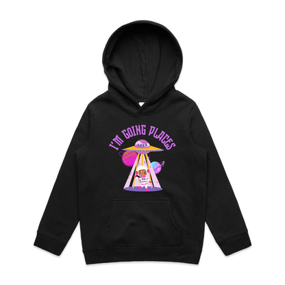 UFO, I'm Going Places - Youth Supply Hood Black Kids Hoodie Sci Fi