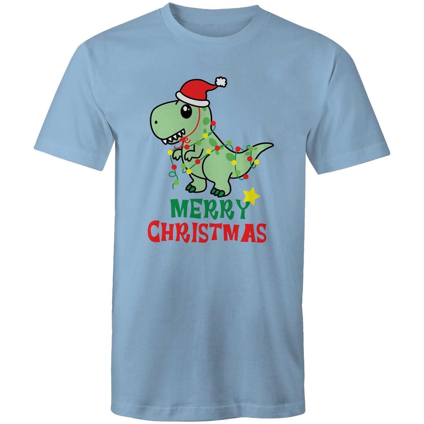 Dinosaur Santa, Merry Christmas - Mens T-Shirt