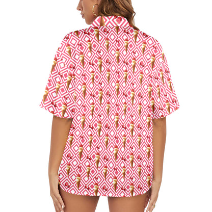 Cherry Ice-cream - Womens Hawaiian Shirt