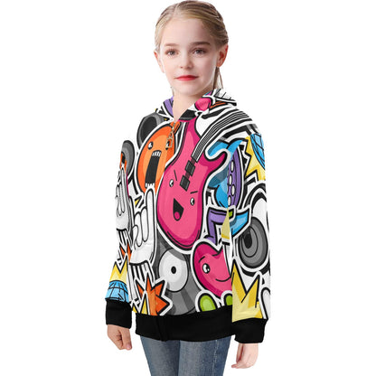 Sticker Music - Senior Girls Zip Up Hoodie