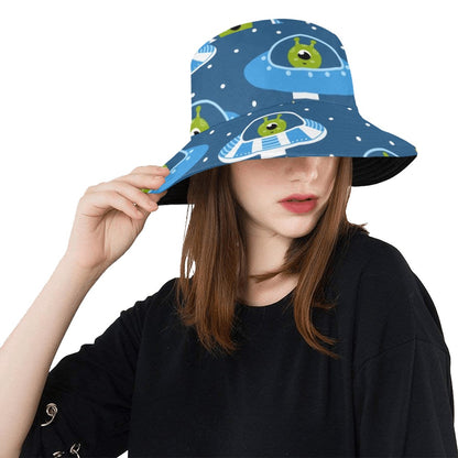 Cute Aliens in UFOs - Womens Bucket Hat