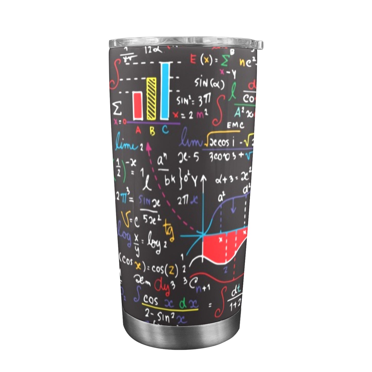 Colourful Maths Formulas - 20oz Travel Mug with Clear Lid Clear Lid Travel Mug Maths Printed Offshore Science