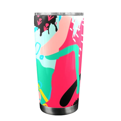 Bright And Colourful - 20oz Travel Mug with Clear Lid Clear Lid Travel Mug Printed Offshore