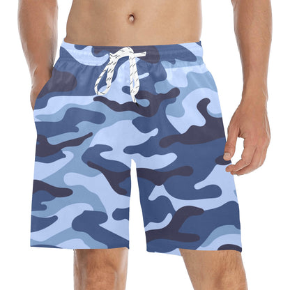 Blue Camouflage - Men's Mid-Length Beach Shorts