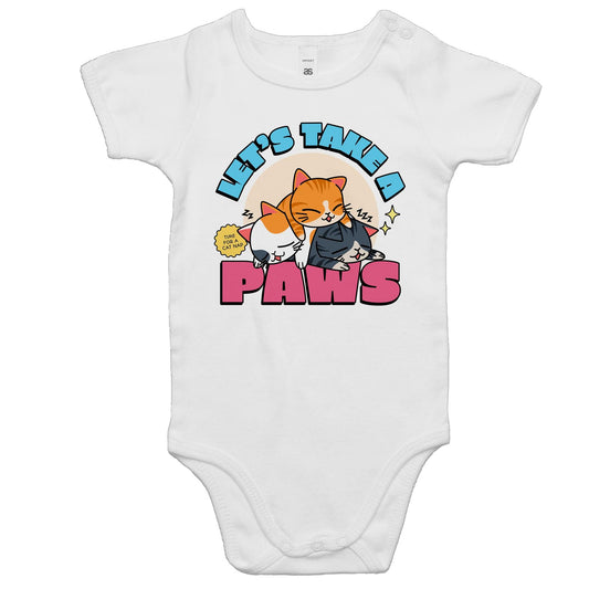 Let's Take A Paws, Time For A Cat Nap - Baby Bodysuit White Baby Bodysuit animal