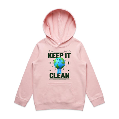 Earth, Just Keep It Clean - Youth Supply Hood Pink Kids Hoodie