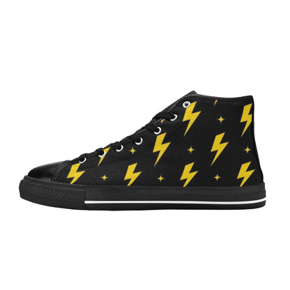 Yellow Lightning - Kids High Top Canvas Shoes