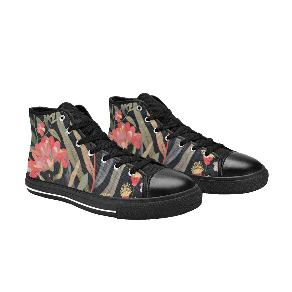 Australian Waratah Flower - Women's High Top Canvas Shoes