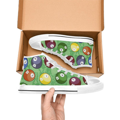 Pool Balls - Men's High Top Canvas Shoes