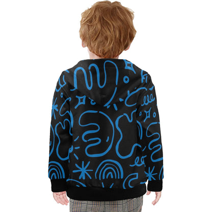 Blue Squiggle - Junior Boys Zip Up Hoodie