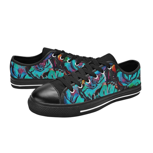 Flower It Blue - Women's Classic Canvas Shoes