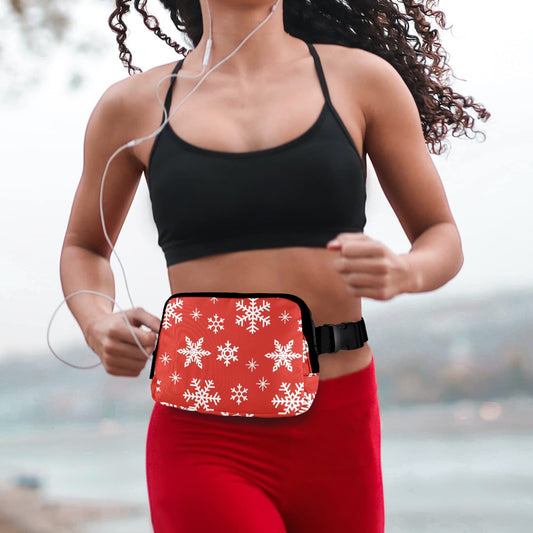 Red Snowflakes, Christmas - Belt Bag