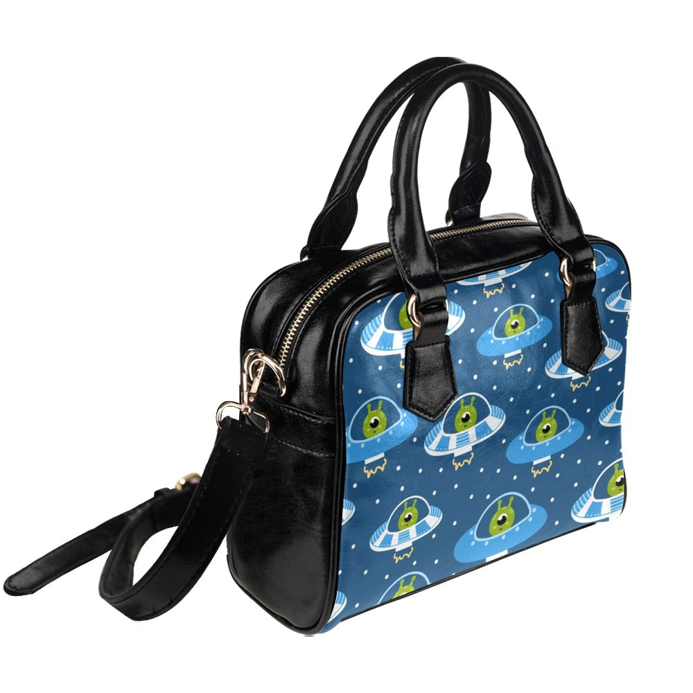 Cute Aliens in UFOs - Shoulder Handbag