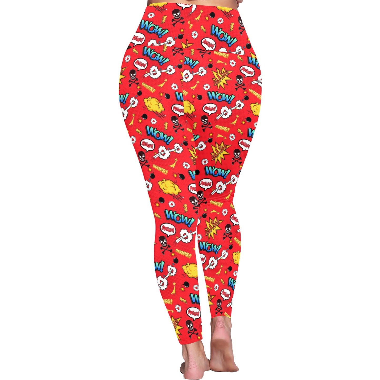 Comic Book Red - Womens High Waist Leggings (Sizes 16-22)