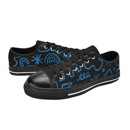 Blue Squiggle - Women's Classic Canvas Shoes